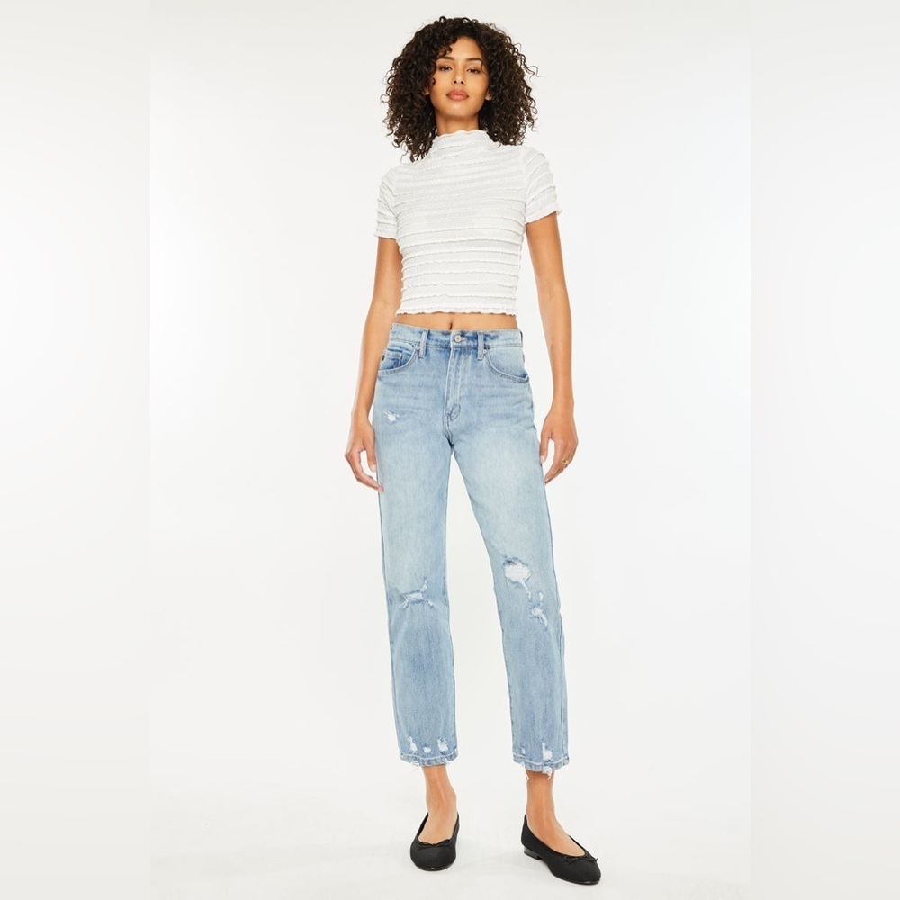 KanCan Missy High Rise Slim Straight Leg Ankle Jeans in Medium Wash, Size 28